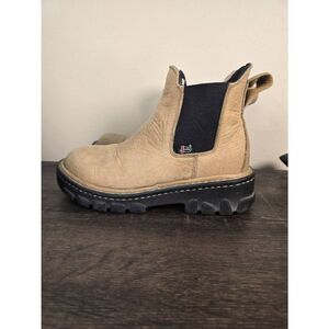 Justin Western Boots Tan Leather Round Toe Pull On Boots Women's Size 7